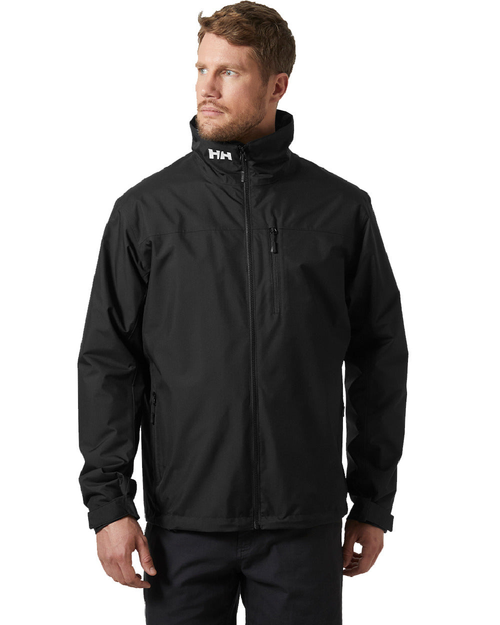 Black Coloured Helly Hansen Mens Crew Midlayer Jacket 2 On A White Background 