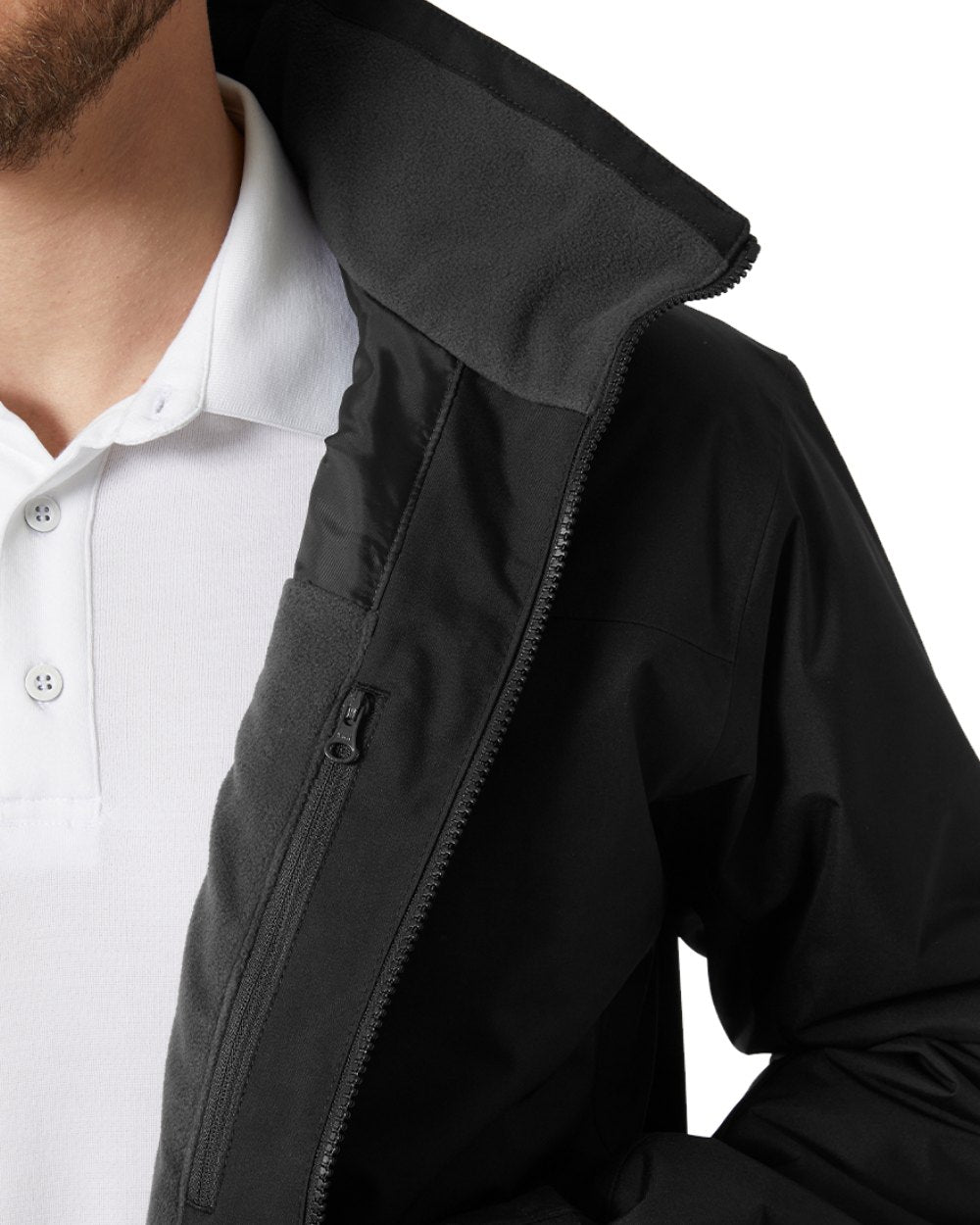 Black Coloured Helly Hansen Mens Crew Midlayer Jacket 2 On A White Background 