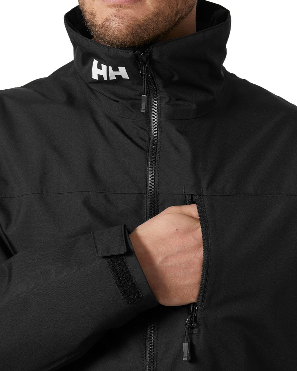 Black Coloured Helly Hansen Mens Crew Midlayer Jacket 2 On A White Background 