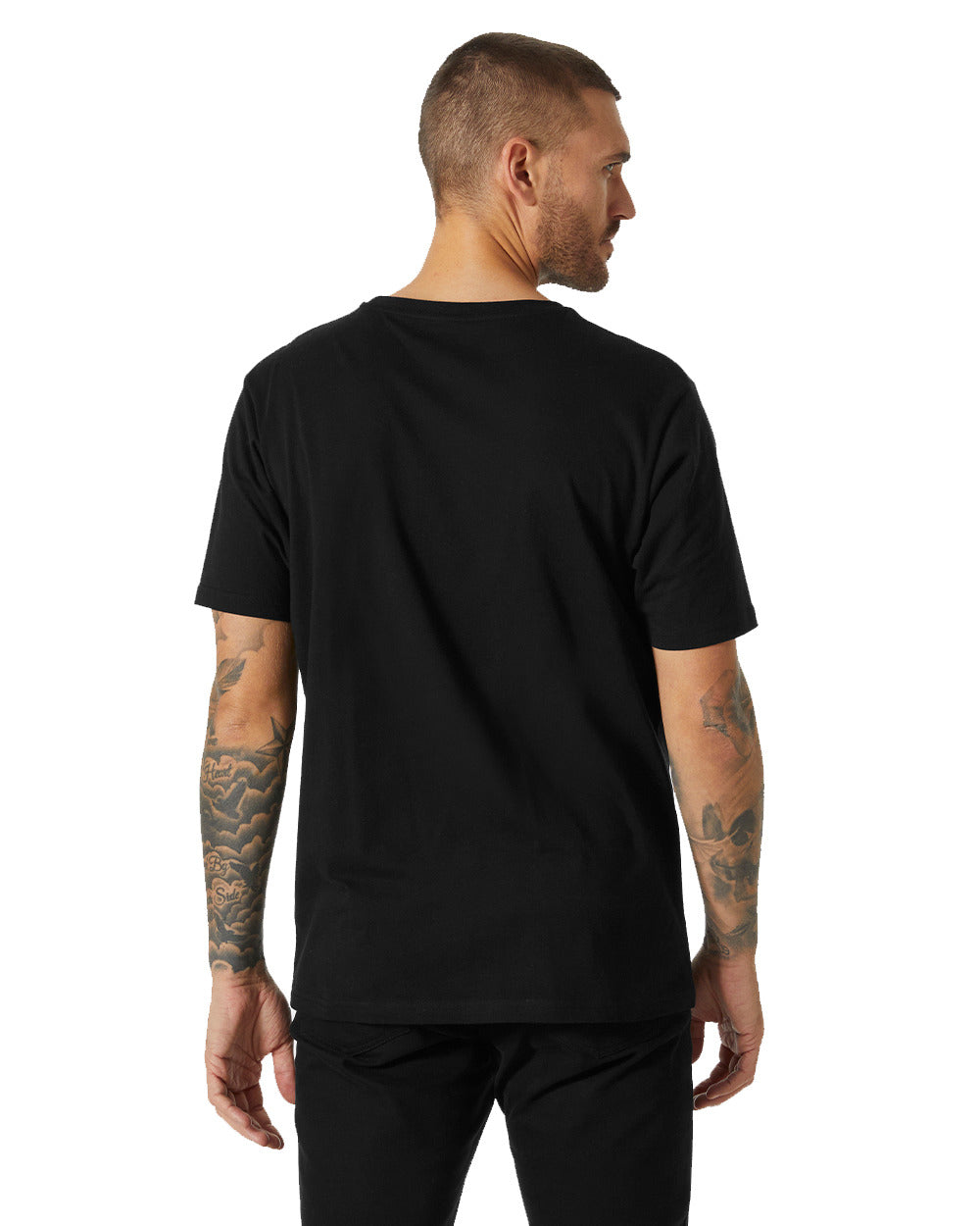 Black Coloured Helly Hansen Mens Logo T-Shirt On A White Background 