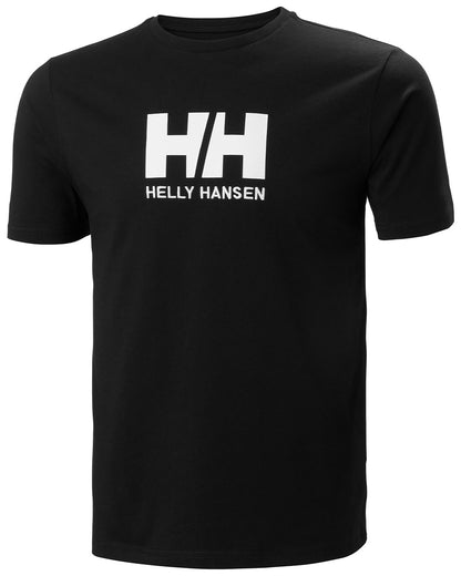 Black Coloured Helly Hansen Mens Logo T-Shirt On A White Background 