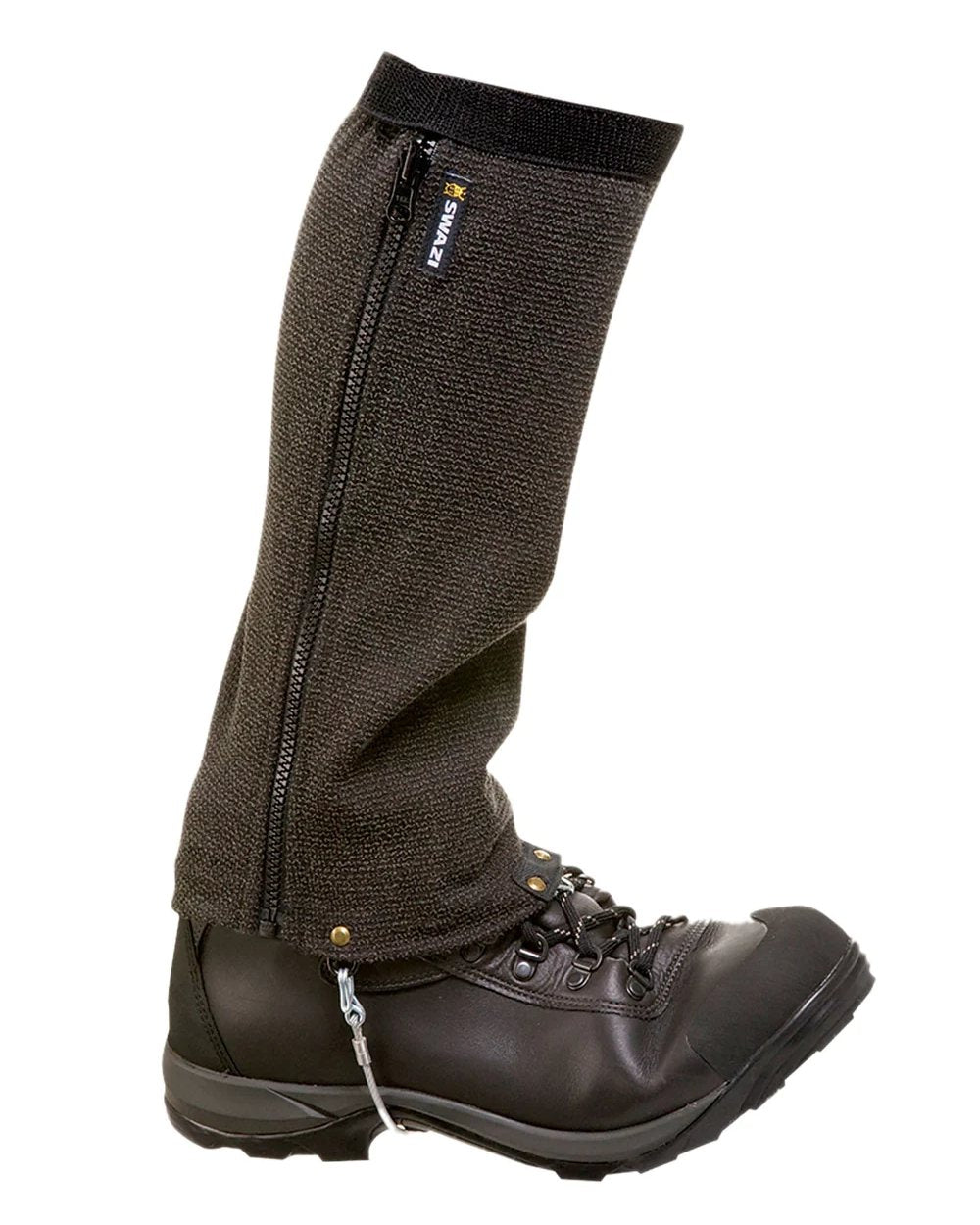 Black Coloured Swazi Ali-Gaiters On A White Background