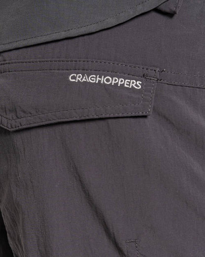 Black Pepper Coloured Craghoppers Mens NosiLife Convertible II Trousers On A White Background 