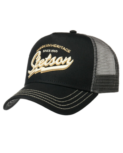 Classic Black coloured Stetson American Heritage Classic Trucker Cap on White background 