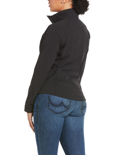 Black Coloured Ariat Womens Agile Softshell Jacket On A White Background 