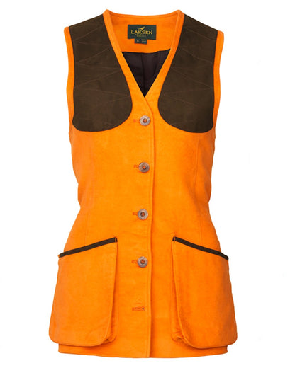 Blaze Orange Coloured Laksen Lady Belgravia Beauly Shooting Vest On A White Background 
