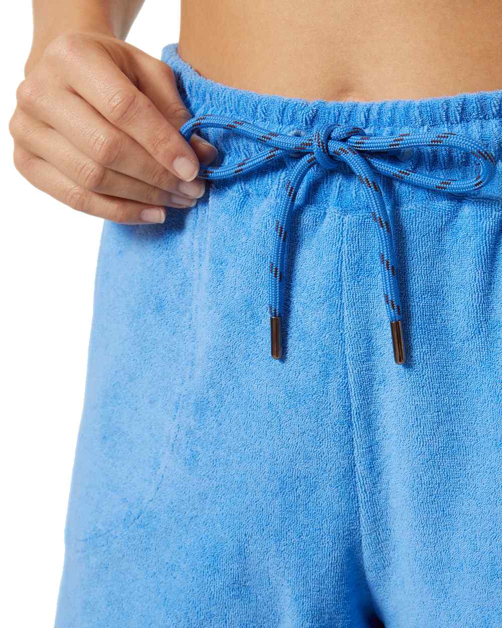 Ultra Blue coloured Helly Hansen womens siren towelling shorts on white background 