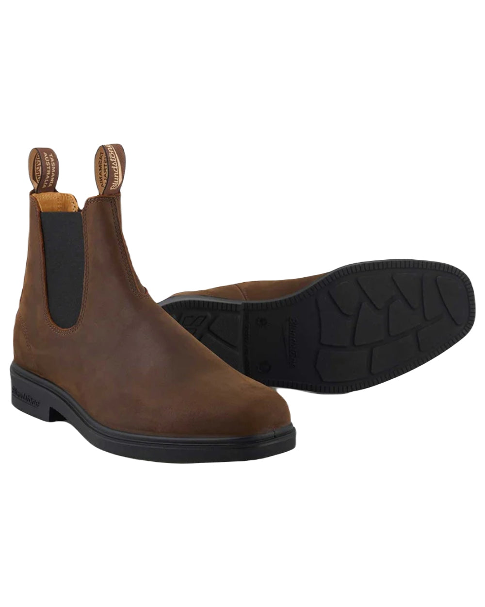 Antique Brown coloured Blundstone 2029 Brown Leather Chelsea Boots on white background 