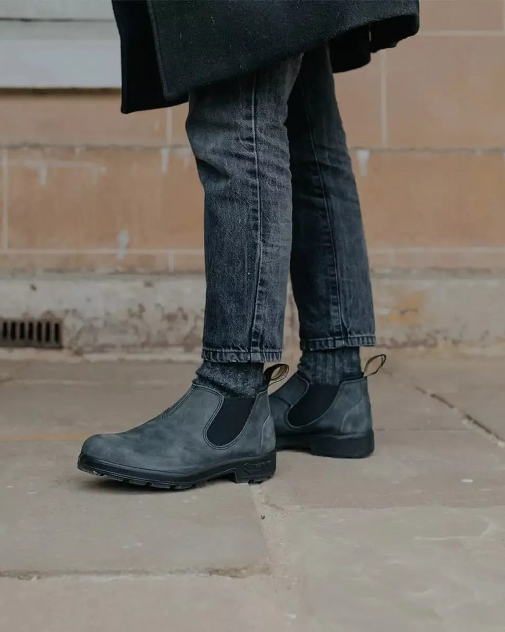 Rustic Black Coloured Blundstone 2035 Rustic Black Chelsea Boots on outdoor background 