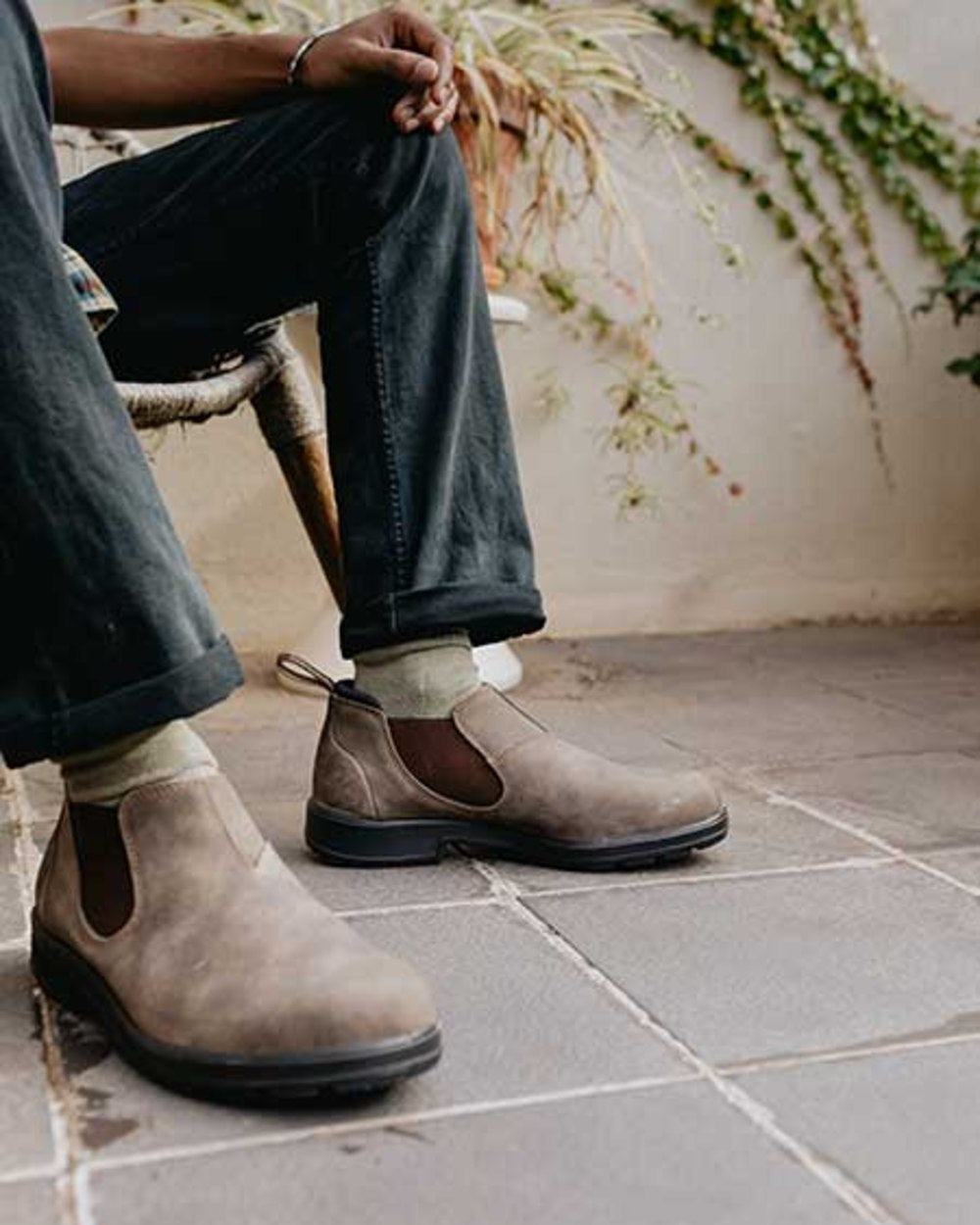 Rustic Brown Coloured Blundstone 2036 Rustic Brown Shoes on outdoor background 
