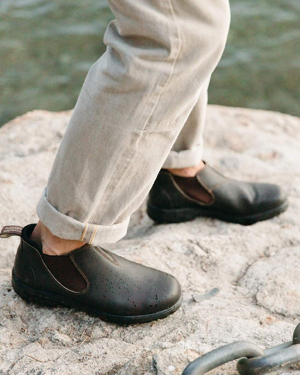 Stout Brown Coloured Blundstone 2038 Stout Brown Shoes on outdoor background 