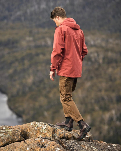Cocoa Brown Coloured Blundstone 2057 Cocoa Brown Chelsea Boots on  outdoor background 