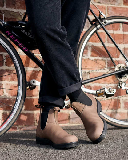 Taupe Coloured Blundstone 2341 Taupe Chelsea Boots on outdoor background 