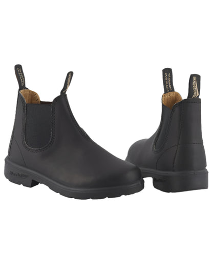 Black Coloured Blundstone Childrens 531 Black Leather Boots on white background 