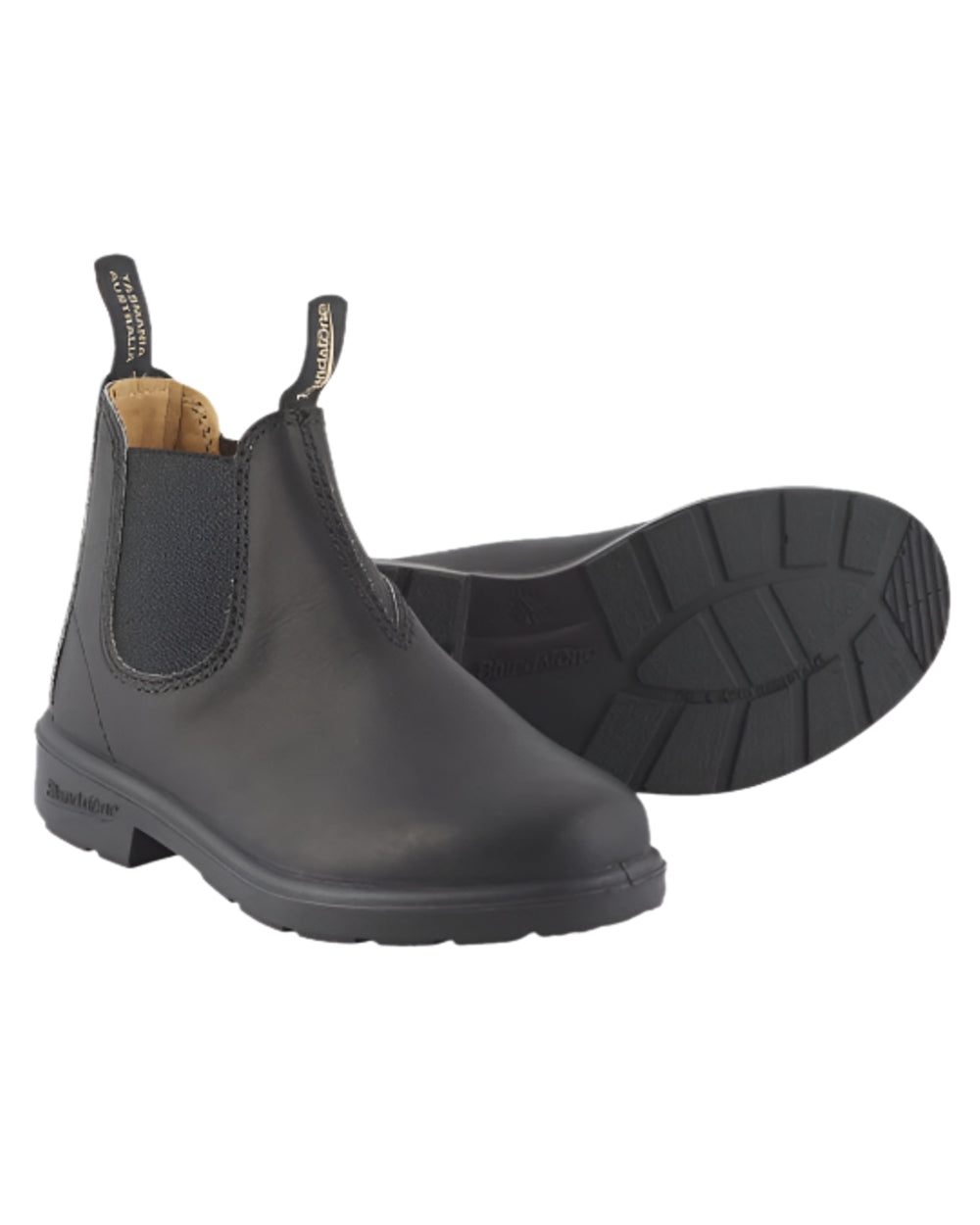 Black Coloured Blundstone Childrens 531 Black Leather Boots on white background 