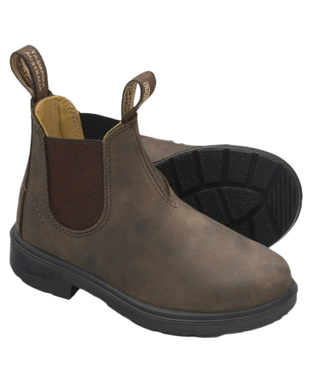 Rustic Brown Coloured Blundstone Childrens 565 Rustic Brown Leather Boots on white background 