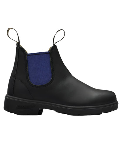 Black Blue Coloured Blundstone Childrens 580 Black Blue Chelsea Boots on white background 