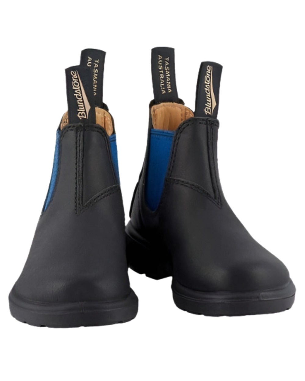 Black Blue Coloured Blundstone Childrens 580 Black Blue Chelsea Boots on white background 