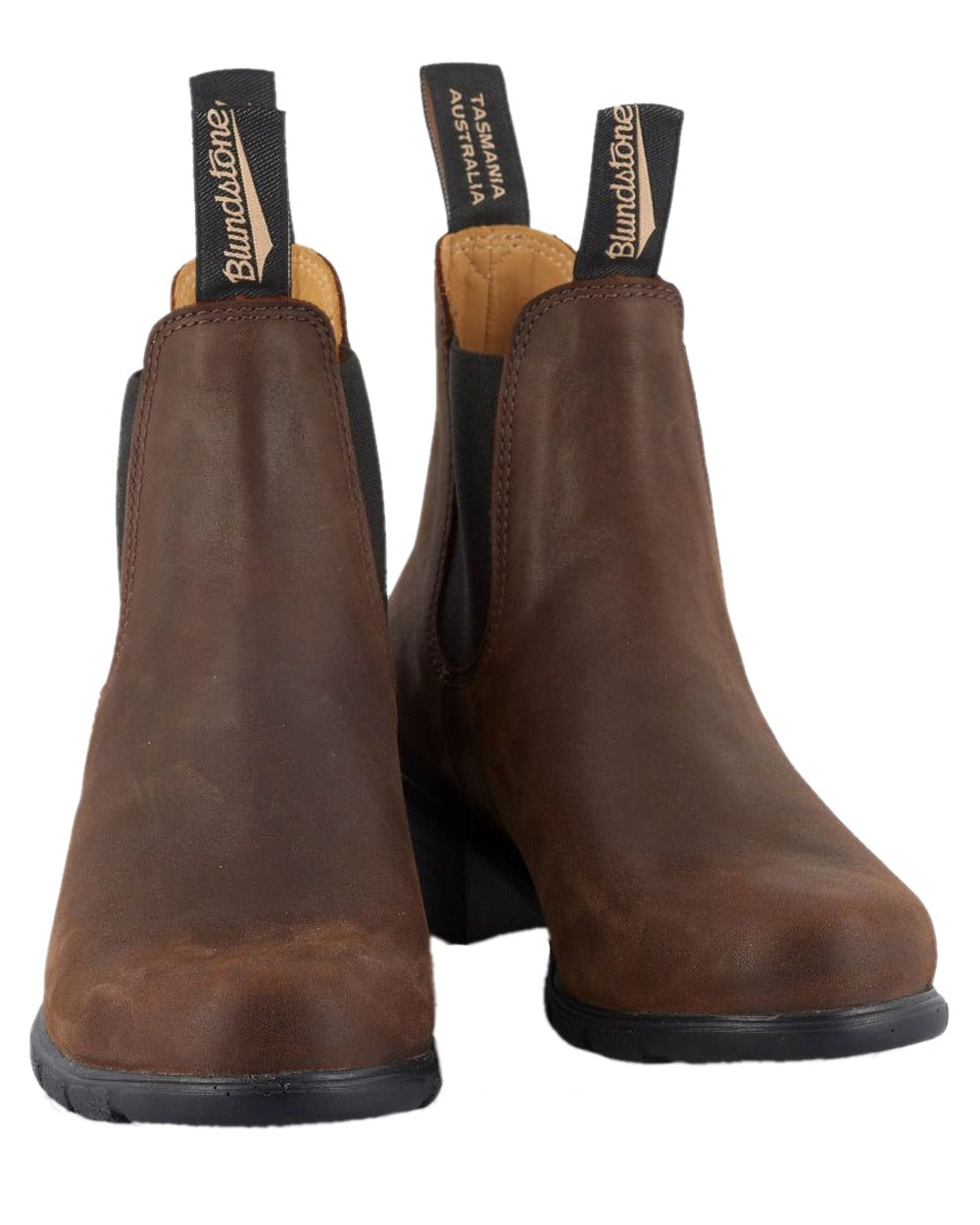 Antique Brown coloured Blundstone Womens 1673 Chelsea Boots on white background 