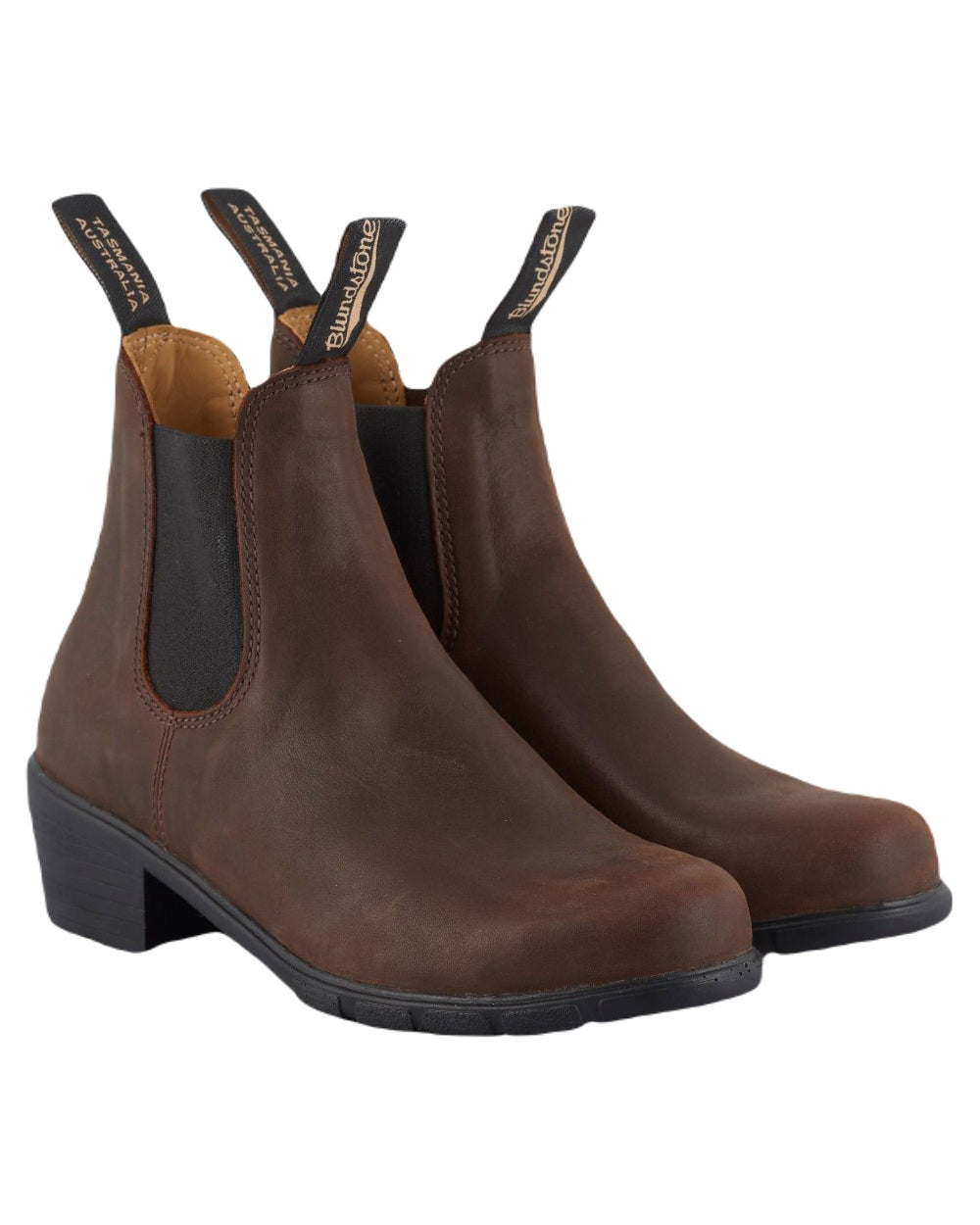 Antique Brown coloured Blundstone Womens 1673 Chelsea Boots on white background 