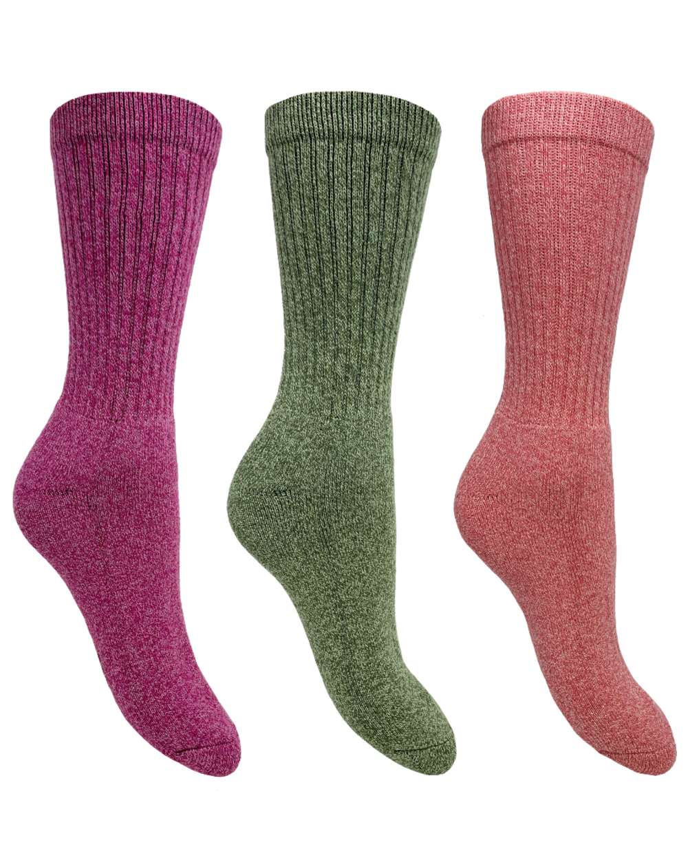Pink Mix Khaki Bramble Womens All Terrian Socks Triple Pack on white background 