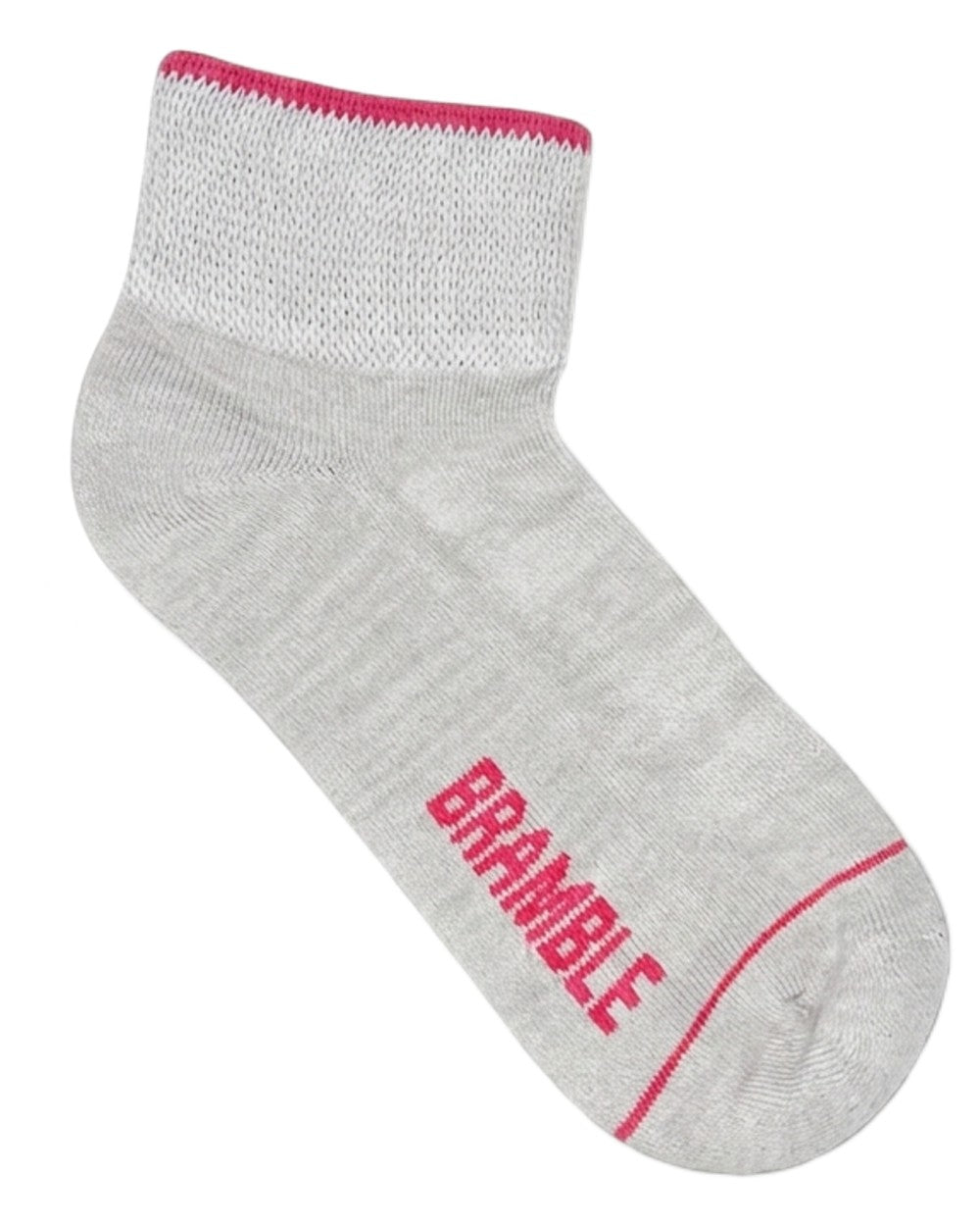 Grey Pink Coloured Bramble Womens Low Cut Trail Socks Triple Pack on white background 