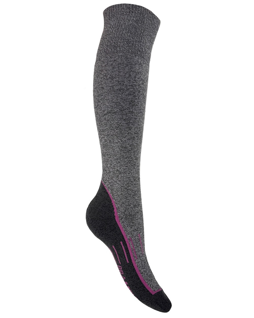 Grey coloured Bramble Womens Welly Socks on white background 