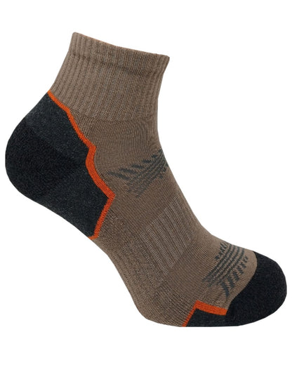 Khaki Grey Oat coloured Bramble Mens Tipping Lowcut Socks Triple Pack on white background 