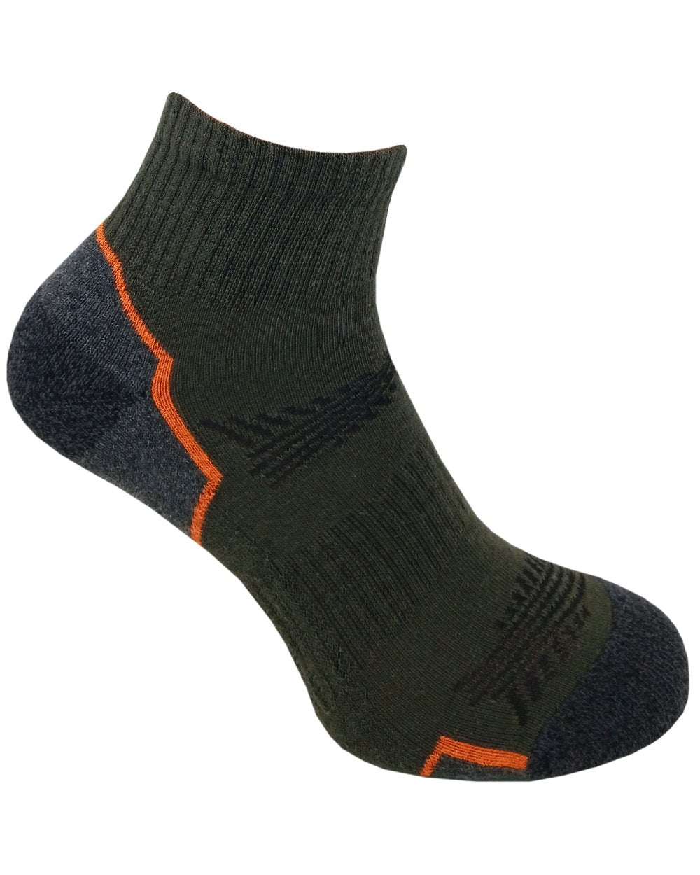 Khaki Grey Oat coloured Bramble Mens Tipping Lowcut Socks Triple Pack on white background 