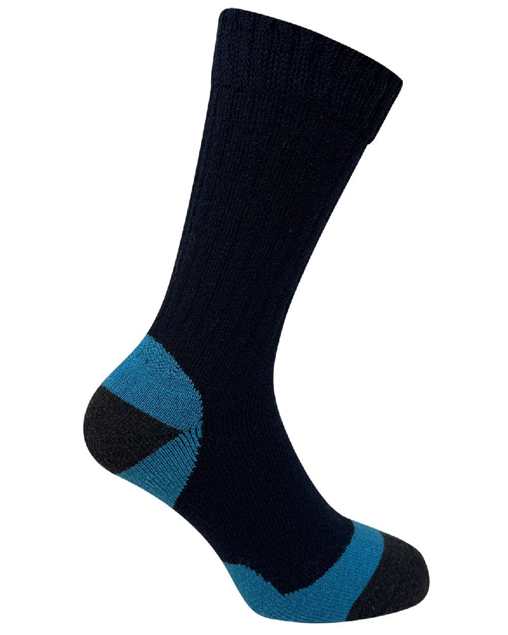 Navy Grey Mix coloured Bramble Mens Trekker Socks Triple Pack on white background 