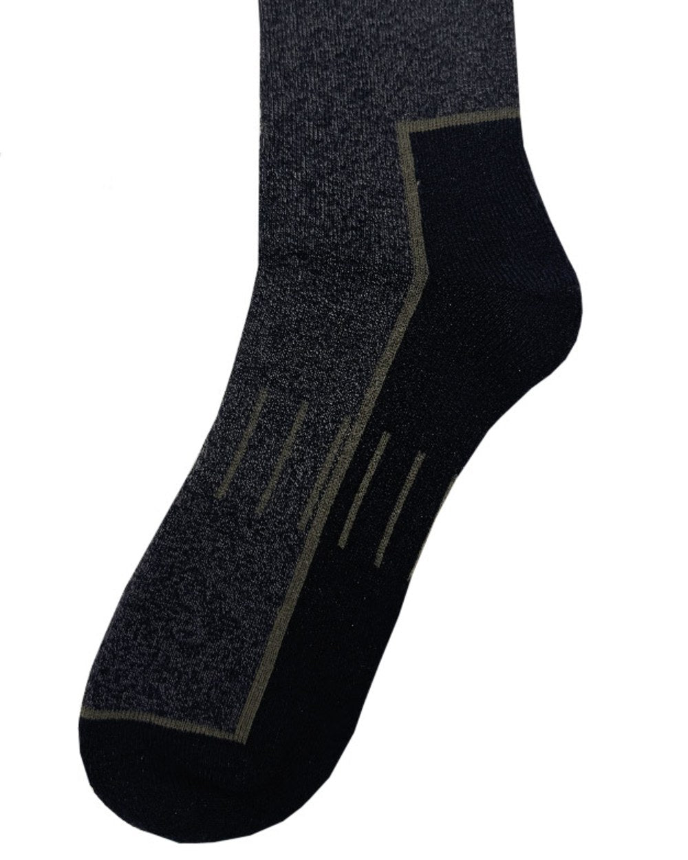 Black Grey coloured Bramble Mens Welly Socks on white background 