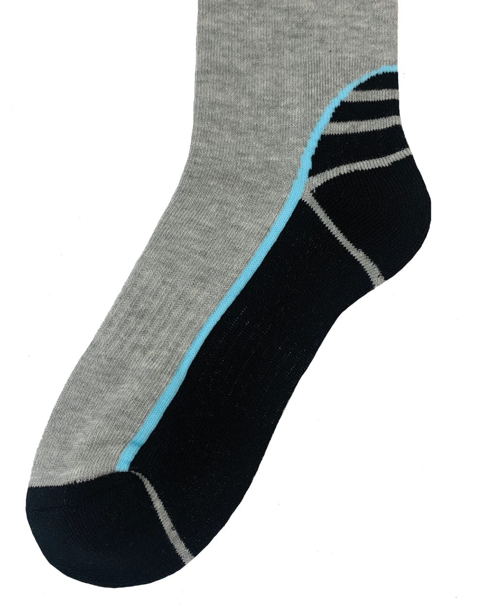 Grey Black coloured Bramble Womens Hiker Bamboo Footbed Socks Triple Pack on white backgound 