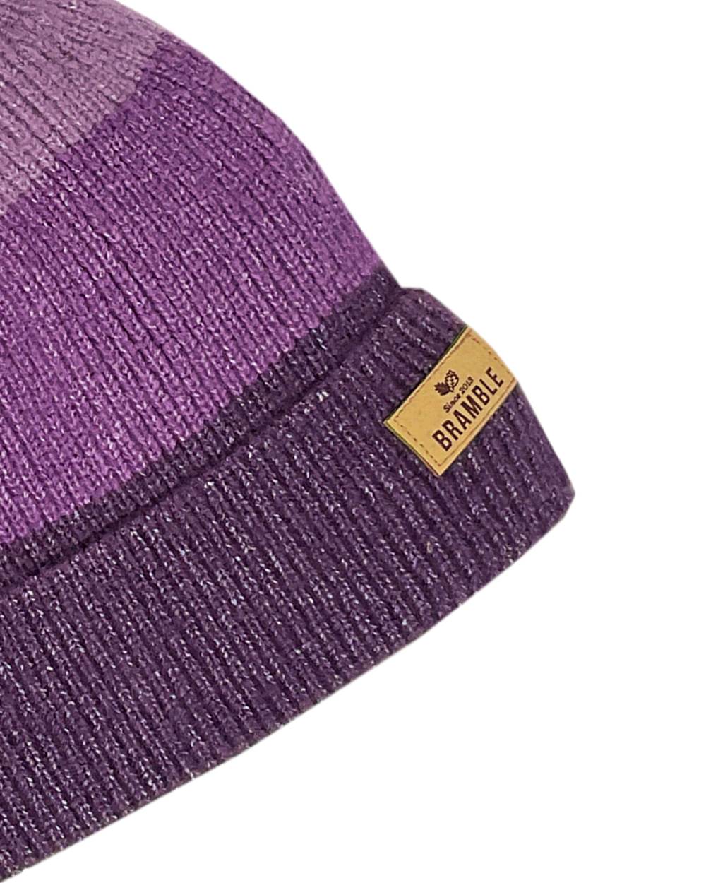Purple Mix coloured Bramble Three Piece Colour Block Hat Gloves Scarf Set on white background 