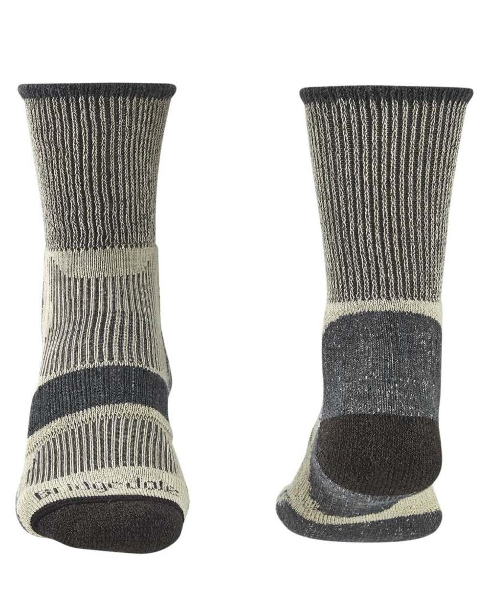 Charcoal coloured Bridgedale Lightweight Cotton Cool Socks on white background 