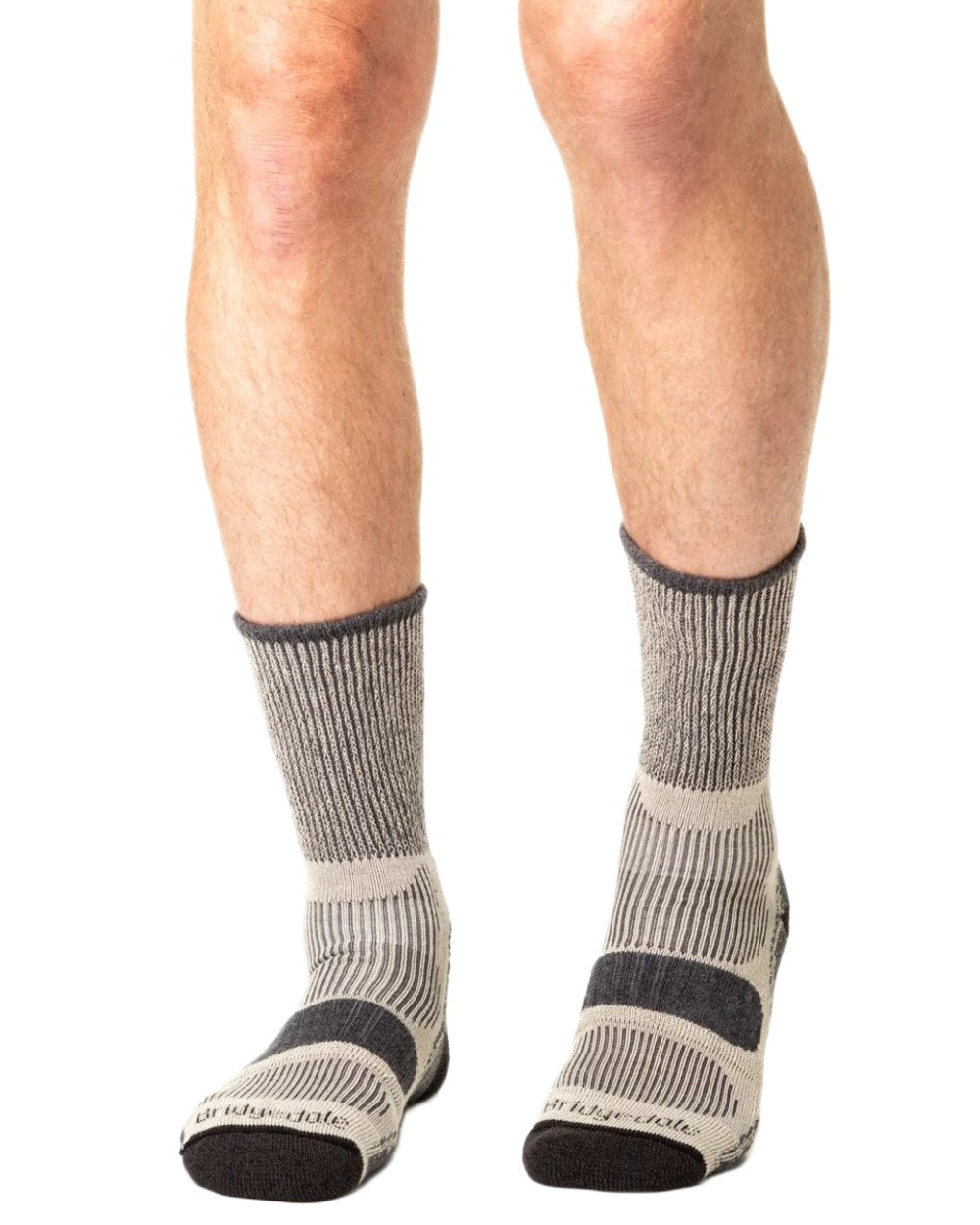 Charcoal coloured Bridgedale Lightweight Cotton Cool Socks on white background 