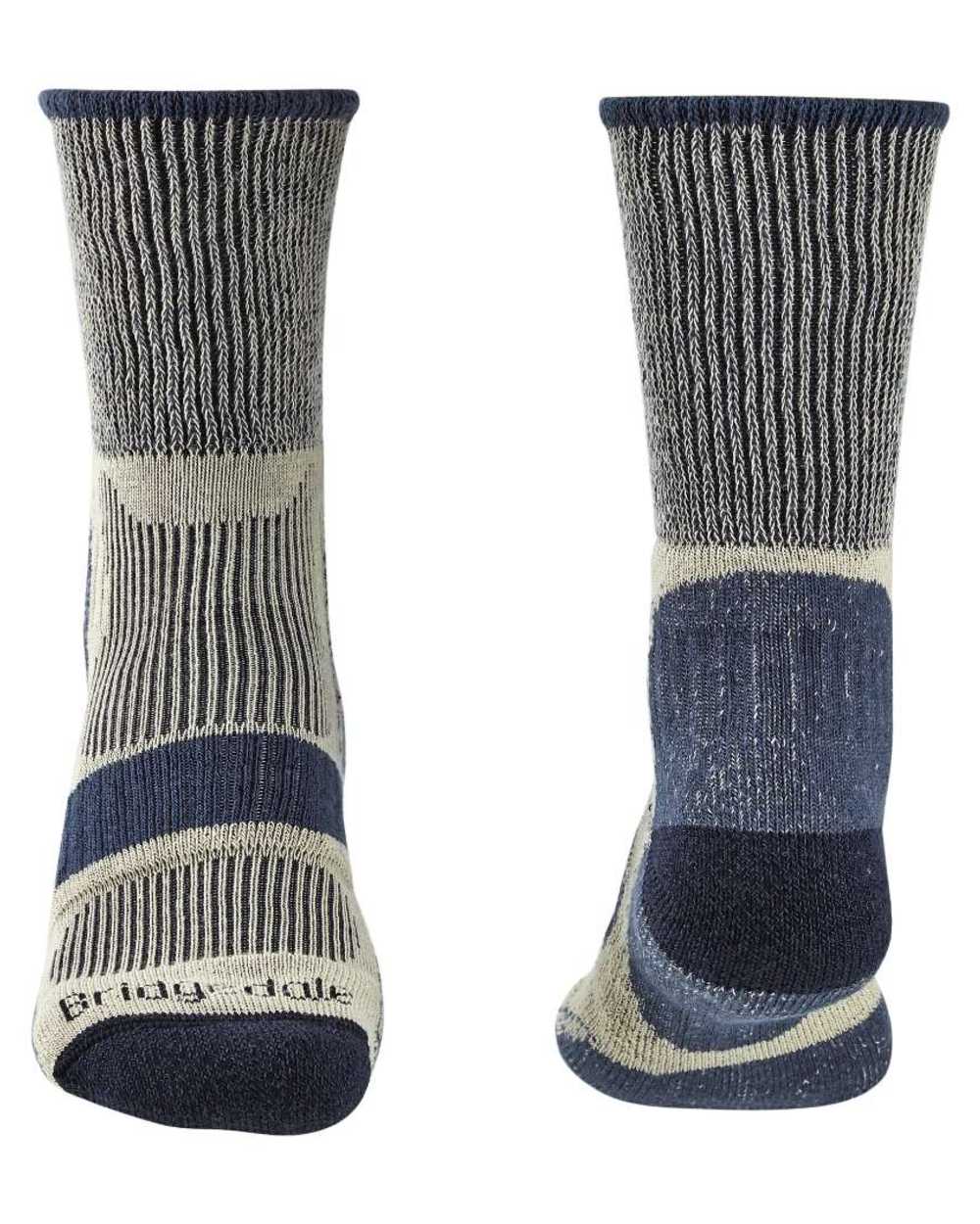 Indigo coloured Bridgedale Lightweight Cotton Cool Socks on white background 