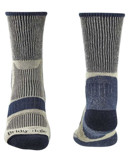 Indigo coloured Bridgedale Lightweight Cotton Cool Socks on white background 