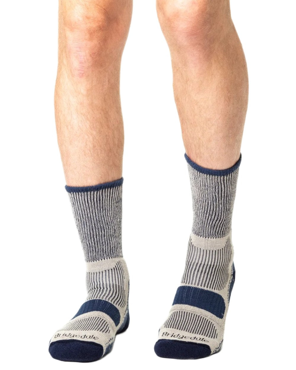 Indigo coloured Bridgedale Lightweight Cotton Cool Socks on white background 