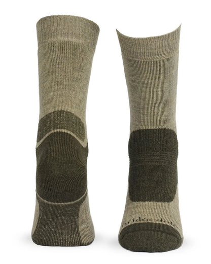 Olive coloured Bridgedale Midweight Merino Performance Socks on white background 