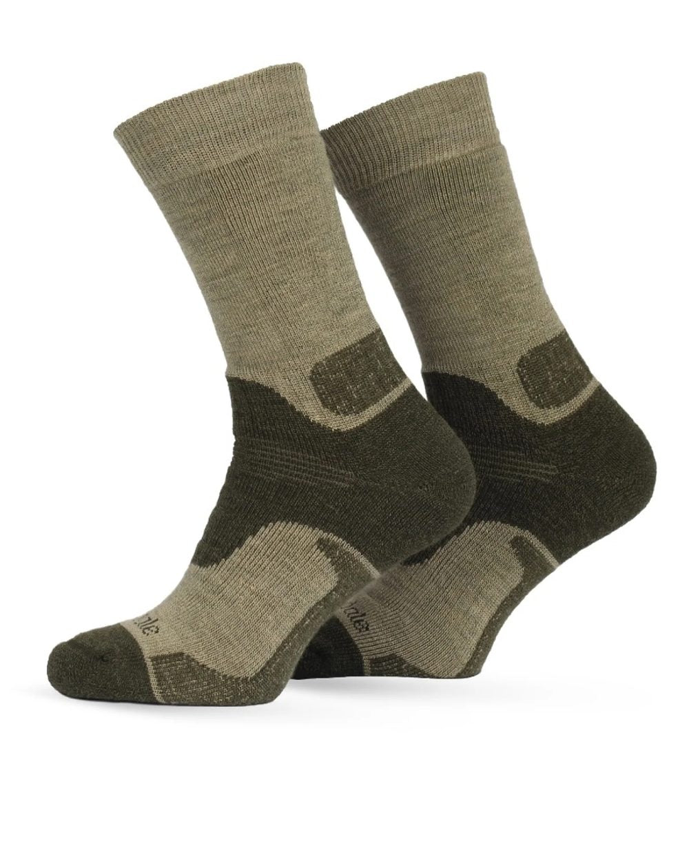 Olive coloured Bridgedale Midweight Merino Performance Socks on white background 