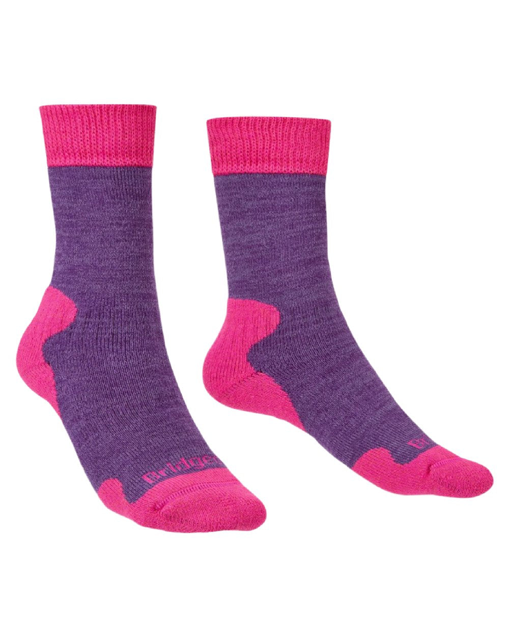 Purple Marl coloured Bridgedale Womens Explorer Heavyweight Comfort Socks on white background 
