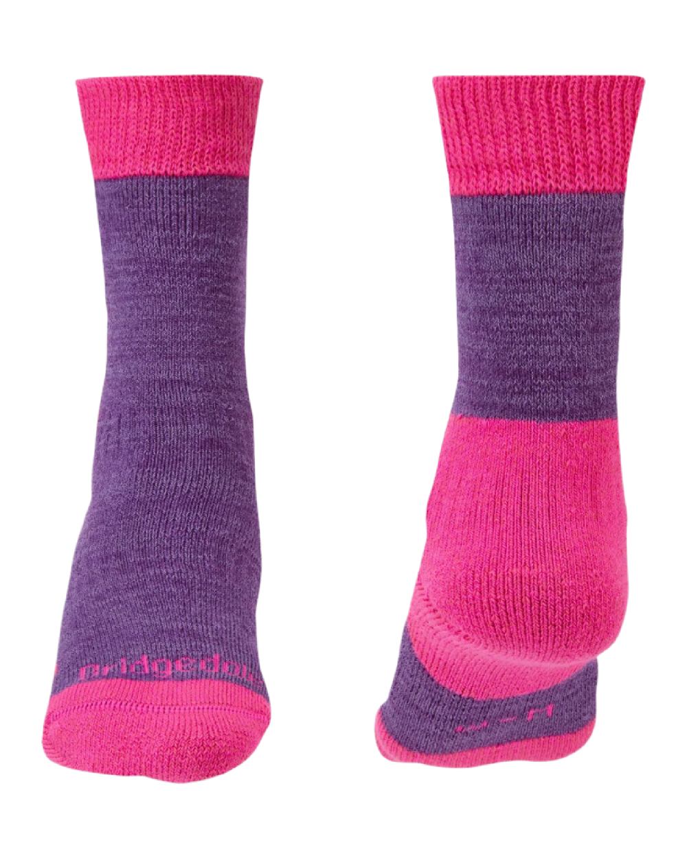 Purple Marl coloured Bridgedale Womens Explorer Heavyweight Comfort Socks on white background 