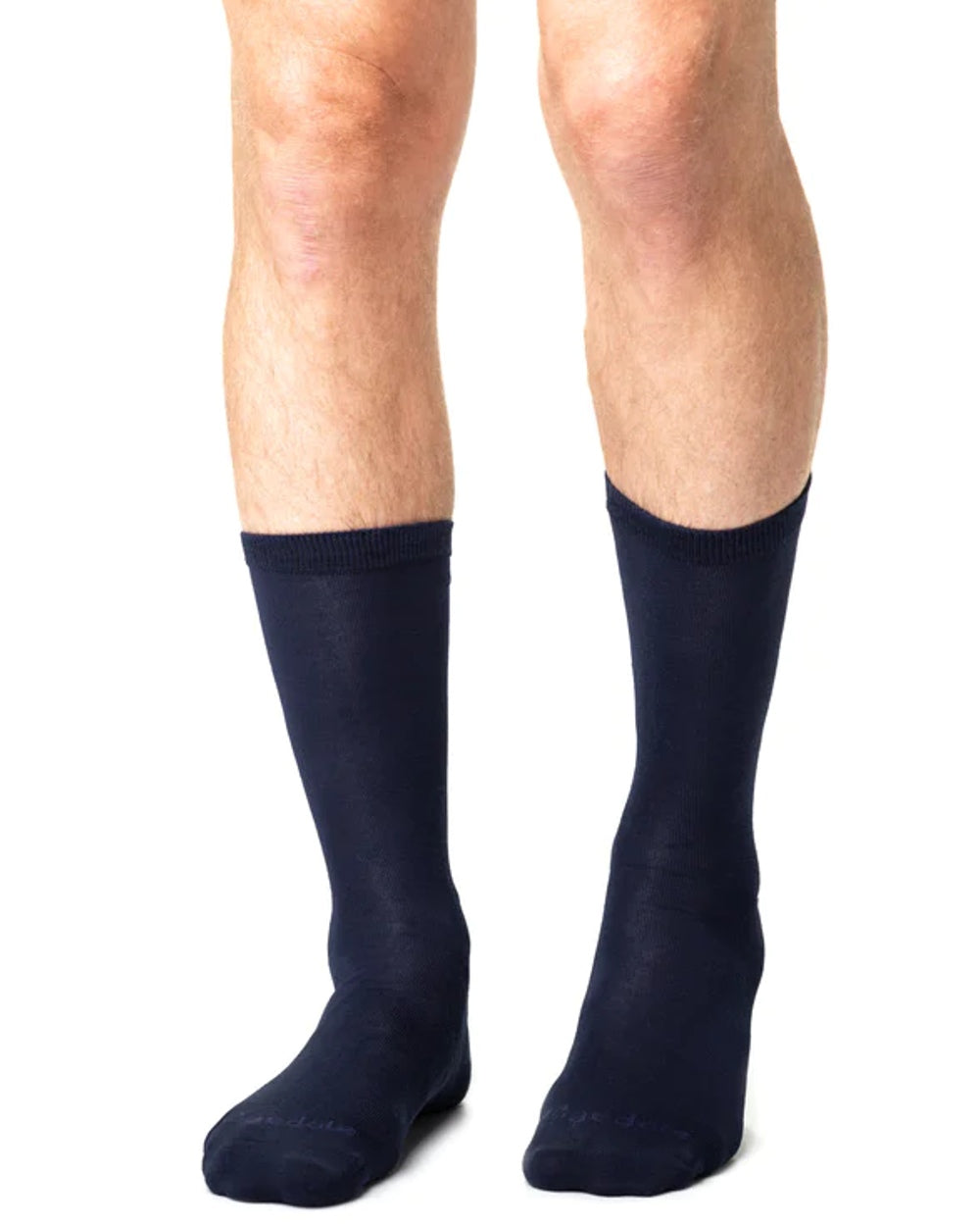Navy coloured Bridgedale Base Layer Thermal Liner Socks on white background 