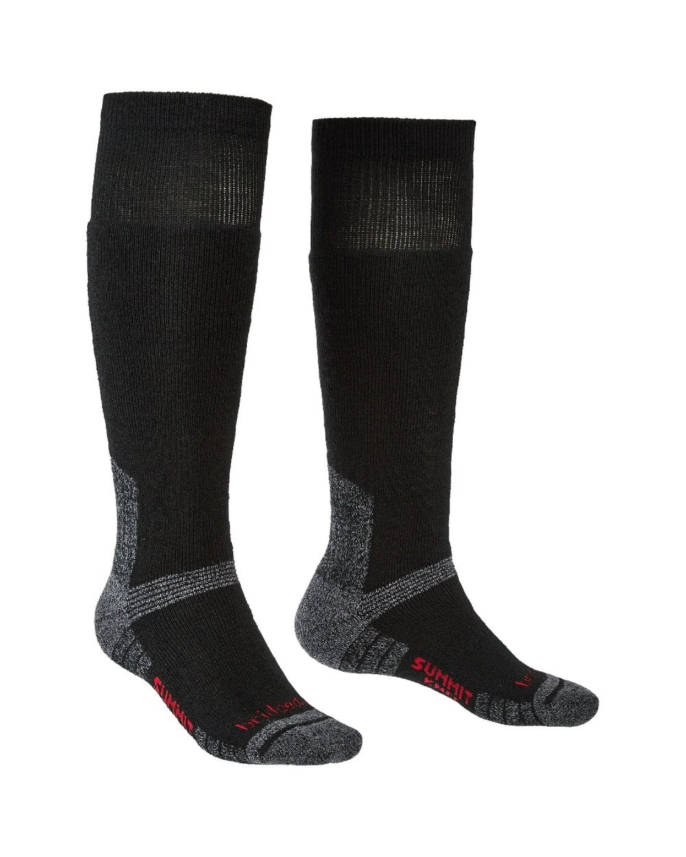 Black coloured Bridgedale Heavyweight Merino Performance Knee Socks on white background 