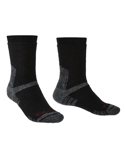Front of Black coloured Bridgedale Heavyweight Merino Performance Socks on a white background 