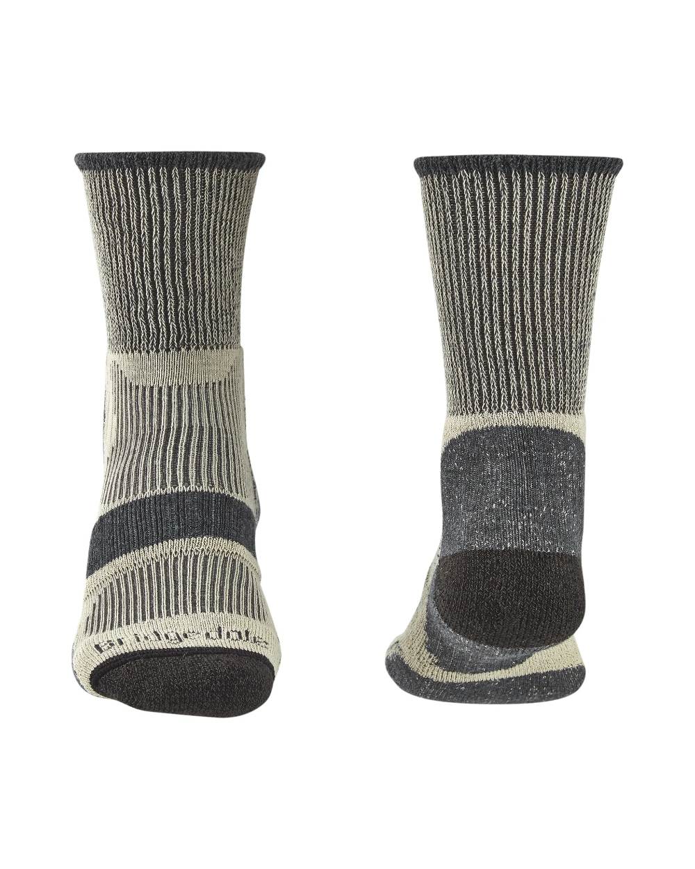 Charcoal coloured Bridgedale Hike Lightweight Cotton Cool Socks on white background 