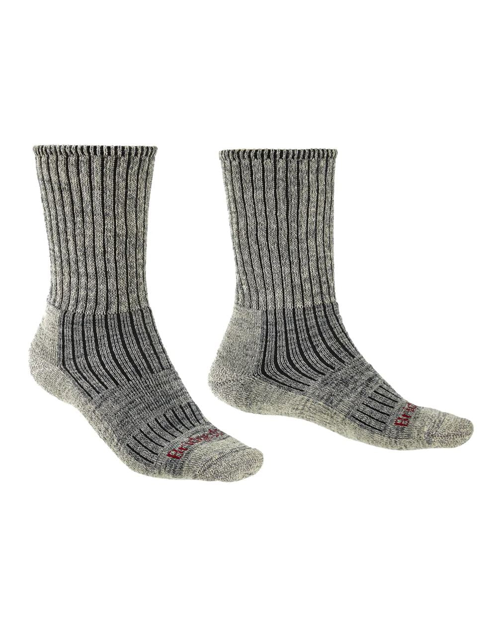 Stone Grey coloured Bridgedale Hike Midweight Merino Comfort Socks on a white background 