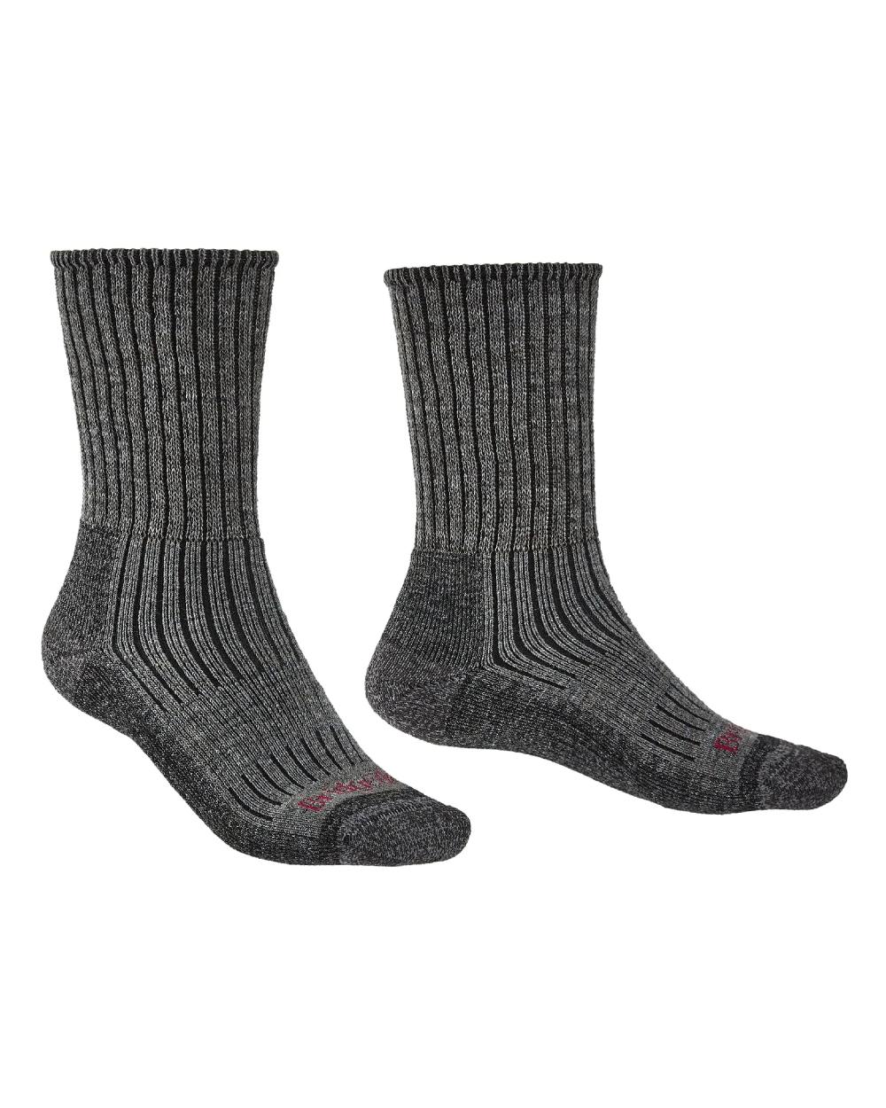 Charcoal coloured Bridgedale Hike Midweight Merino Comfort Socks on a white background 