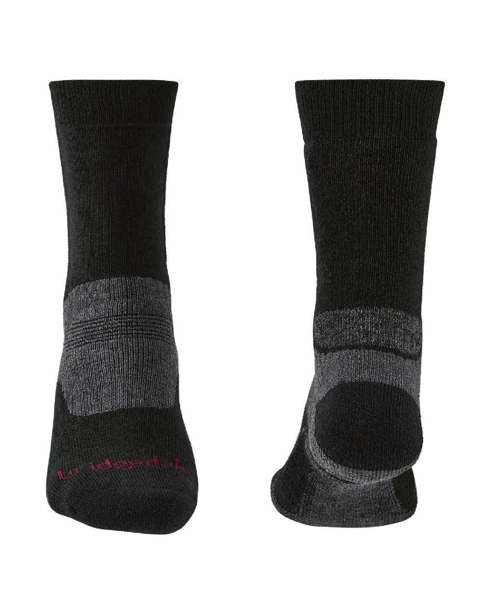 Black coloured Bridgedale Hike Midweight Merino Performance Socks on white background 