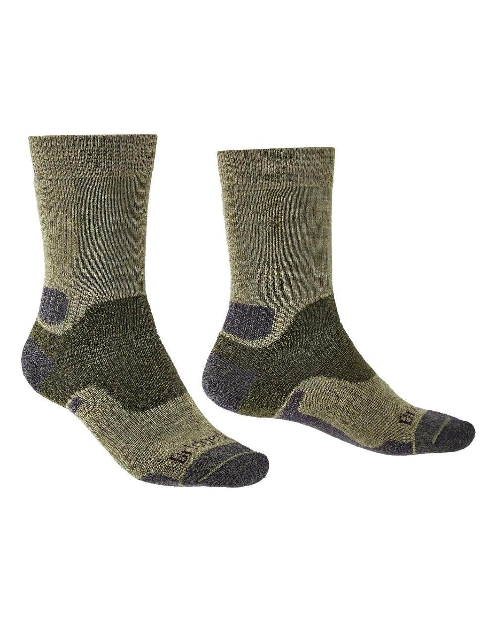 Green coloured Bridgedale Hike Midweight Merino Performance Socks on white background 